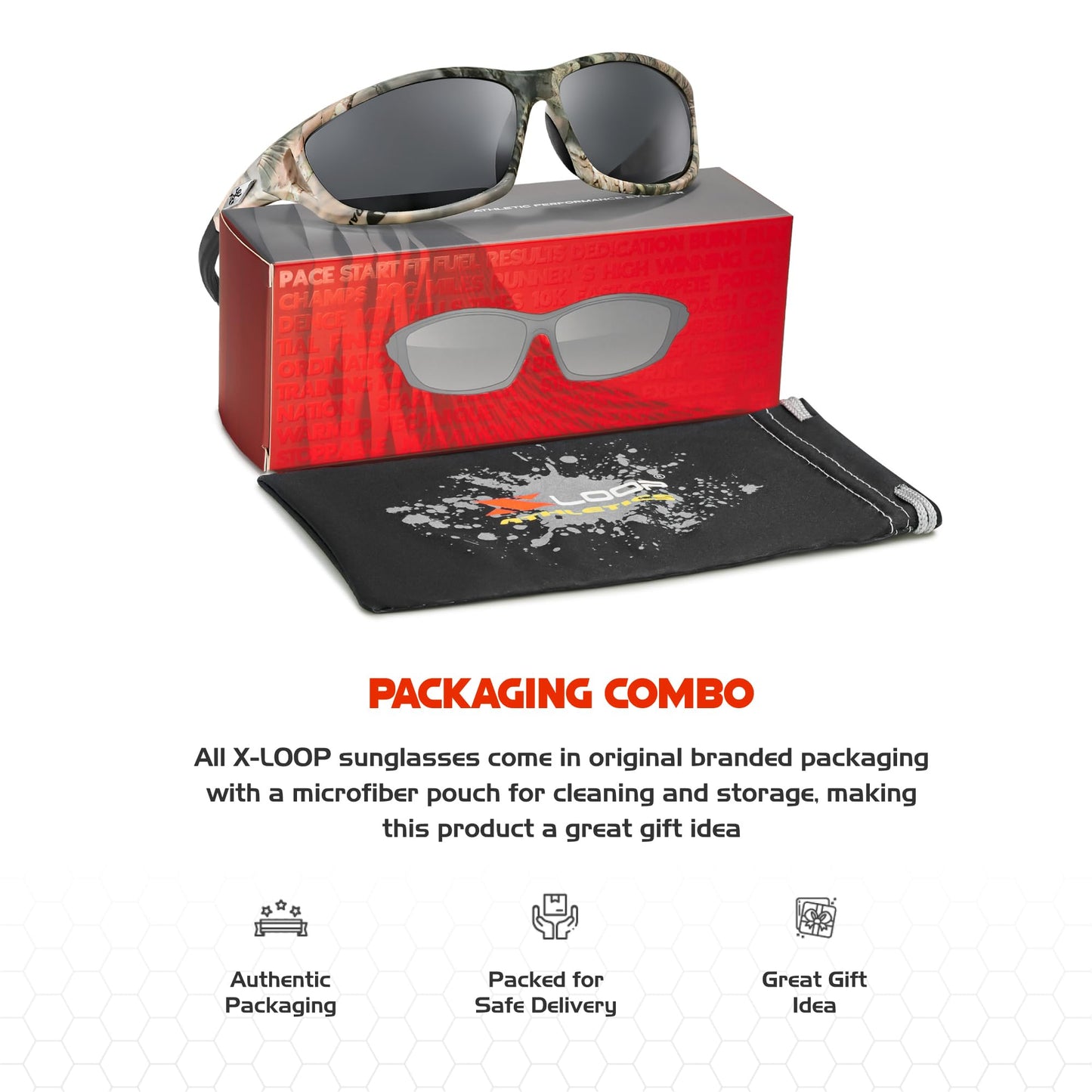 X LOOP Polarized Sports Sunglasses for Men - Wrap Around UV400 Baseball Running Cycling Driving Fishing Golf Glasses