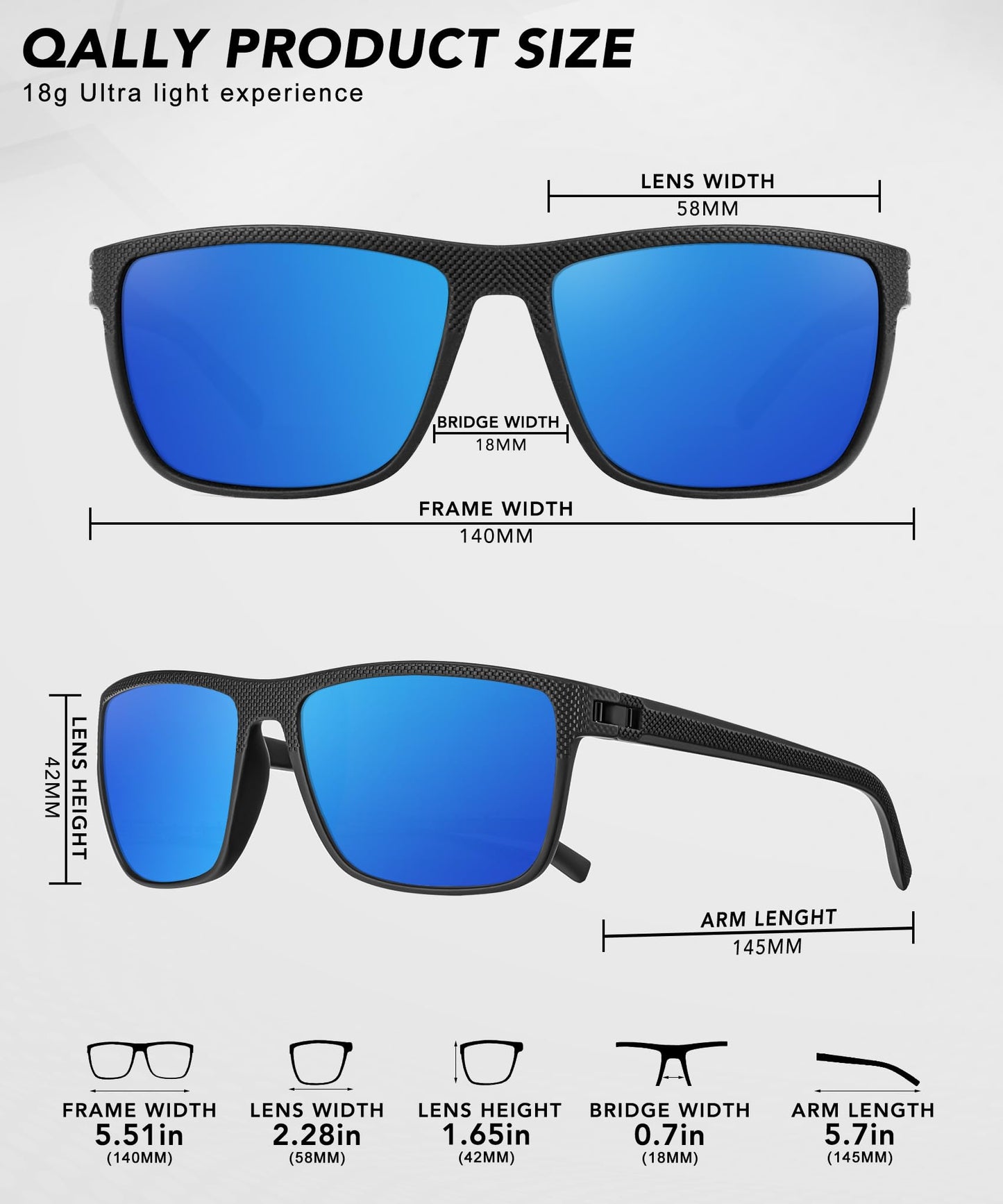 QALLY Polarized Sunglasses Men, Mens Sunglasses Polarized UV protection Lightweight Sun Glasses for Driving Fishing Golf