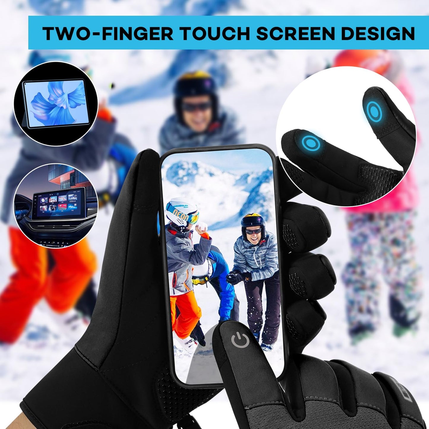 Vilico Winter Gloves for Men Women Cold Weather,Waterproof Winter Bike Gloves for Men Warm with Touchscreen Fingers,for Cycling,Driving,Motorcycle