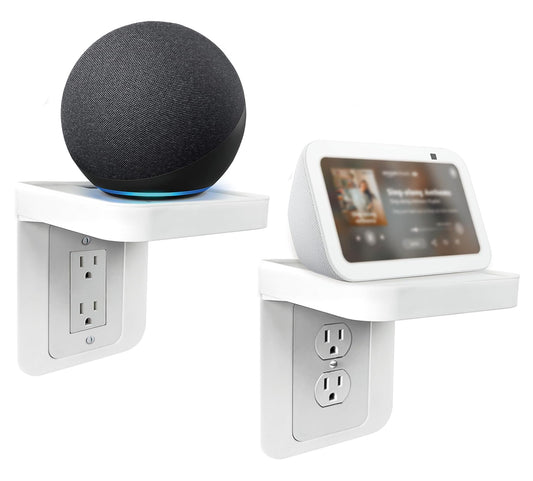 Outlet Shelf, 2Pack Bathroom Wall Holder with Built-in Cable Management, Decora/Standard Outlet Shelf Wall Holder for Kitchen Organization,Space Saving Solution for Smart Home Decor, Phones, Speaker