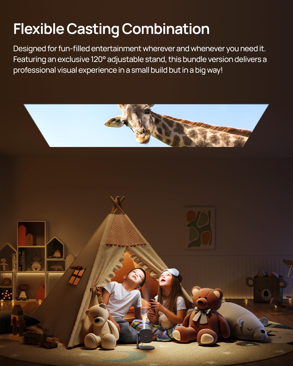 XGIMI MoGo 2 Pro 1080P Portable Projector with Multi-angle Stand, Wifi and Bluetooth, Android TV 11.0, 400 ISO Lumens, ISA 2.0, Supports 4K, Auto Focus, Object Avoidance, and Screen Adaption