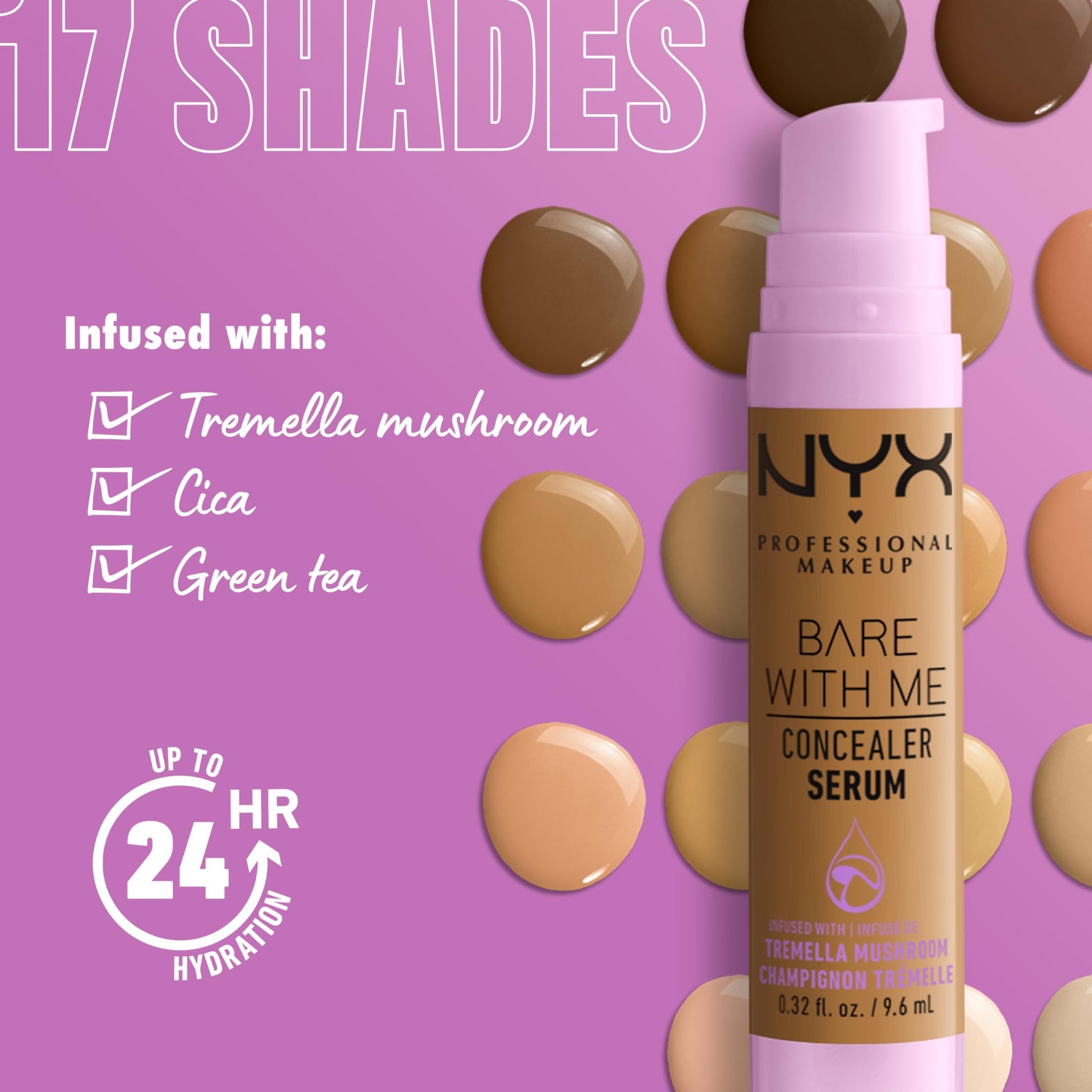 NYX PROFESSIONAL MAKEUP Bare With Me Concealer Serum, Up To 24Hr Hydration - Rich