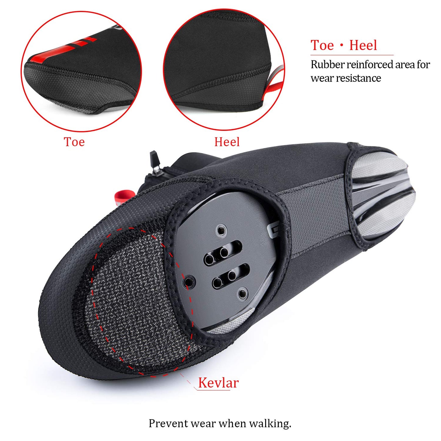 CXWXC Cycling Shoe Covers Neoprene Waterproof,Winter Thermal Warm Full Bicycle Overshoes for Men Women,Road Mountain Bike Booties Black