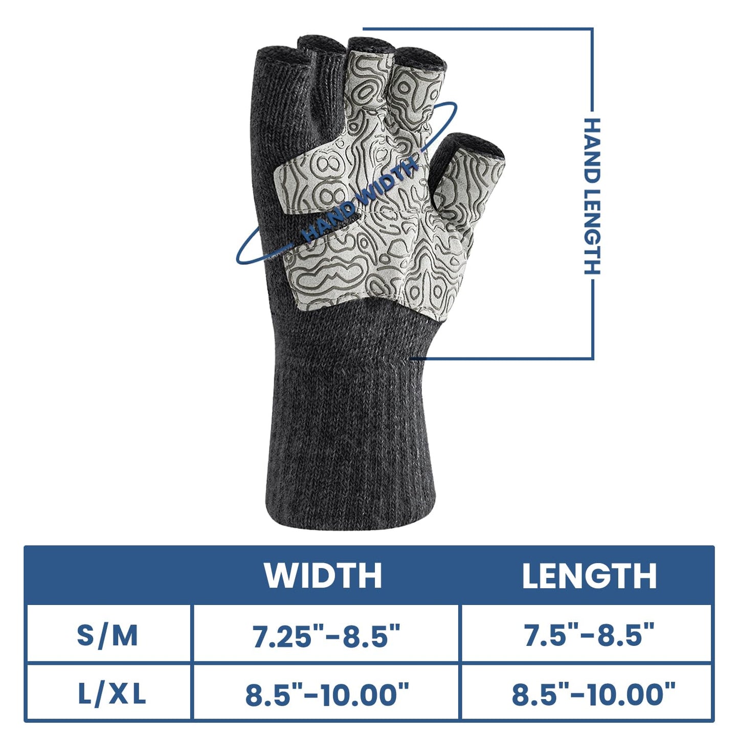 Palmyth Wool Fingerless Fishing Gloves - Warm for Men & Women: Cold Weather Fly Fishing, Ice Fishing, Photography & Hunting (Obsidian, S/M)