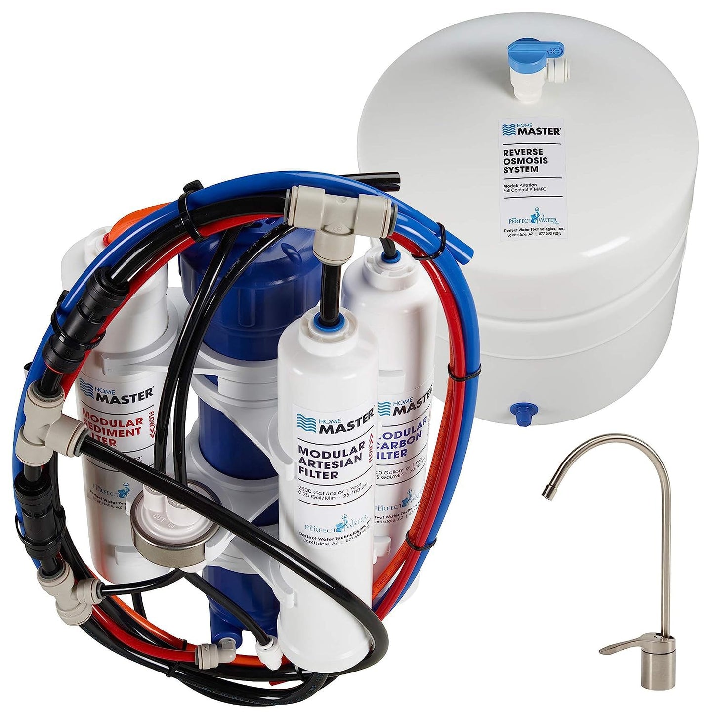 Home Master TMAFC Artesian Full Contact Reverse Osmosis System, 7-stages, Patented 2-Pass Alkaline Remineralization, Fast 4.5s Fill Rate, 8.5” catalytic carbon, 5-year limited parts