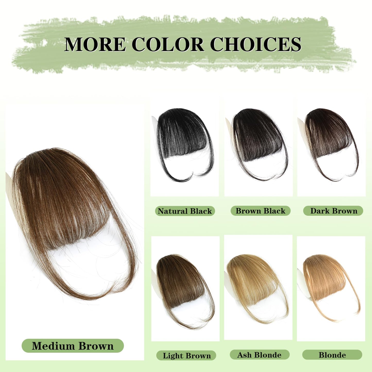 NAYOO Bangs Hair Clip -Medium Brown Fake Bangs 100% Real Human Hair Extensions Wispy Bangs for Women Fringe with Temples Hairpieces Curved Bangs for Daily Wear