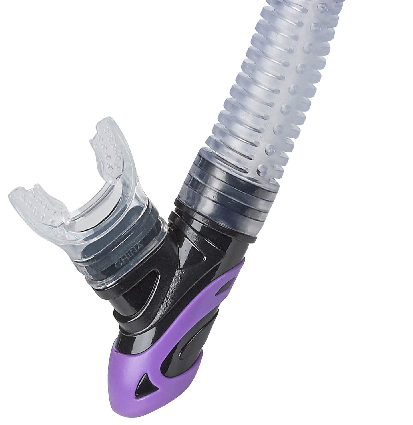 Phantom Aquatics Signature 2.0 Dry Snorkel | Adult Dry Top Easy-Breath Snorkel for Scuba Diving Freediving Snorkeling Swimming, with Comfortable Food-Grade Silicone Mouthpiece and Purge Valve- Purple