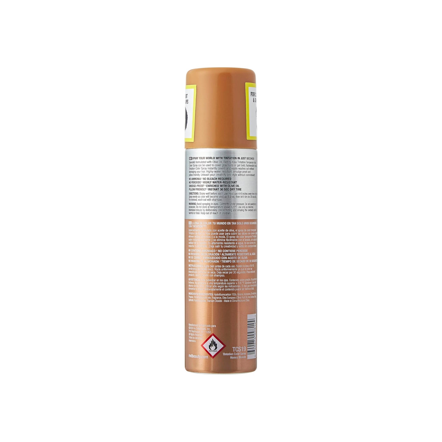 Red by Kiss Tintation Temporary Hair Color Spray, Instant Gray Root Touch Up Coverage, Water-Resistant & Smudge-Proof, Easy Wash Out, Barber & Hairline Touch-Up, Quick-Dry (Honey Blonde, 2.82 oz)