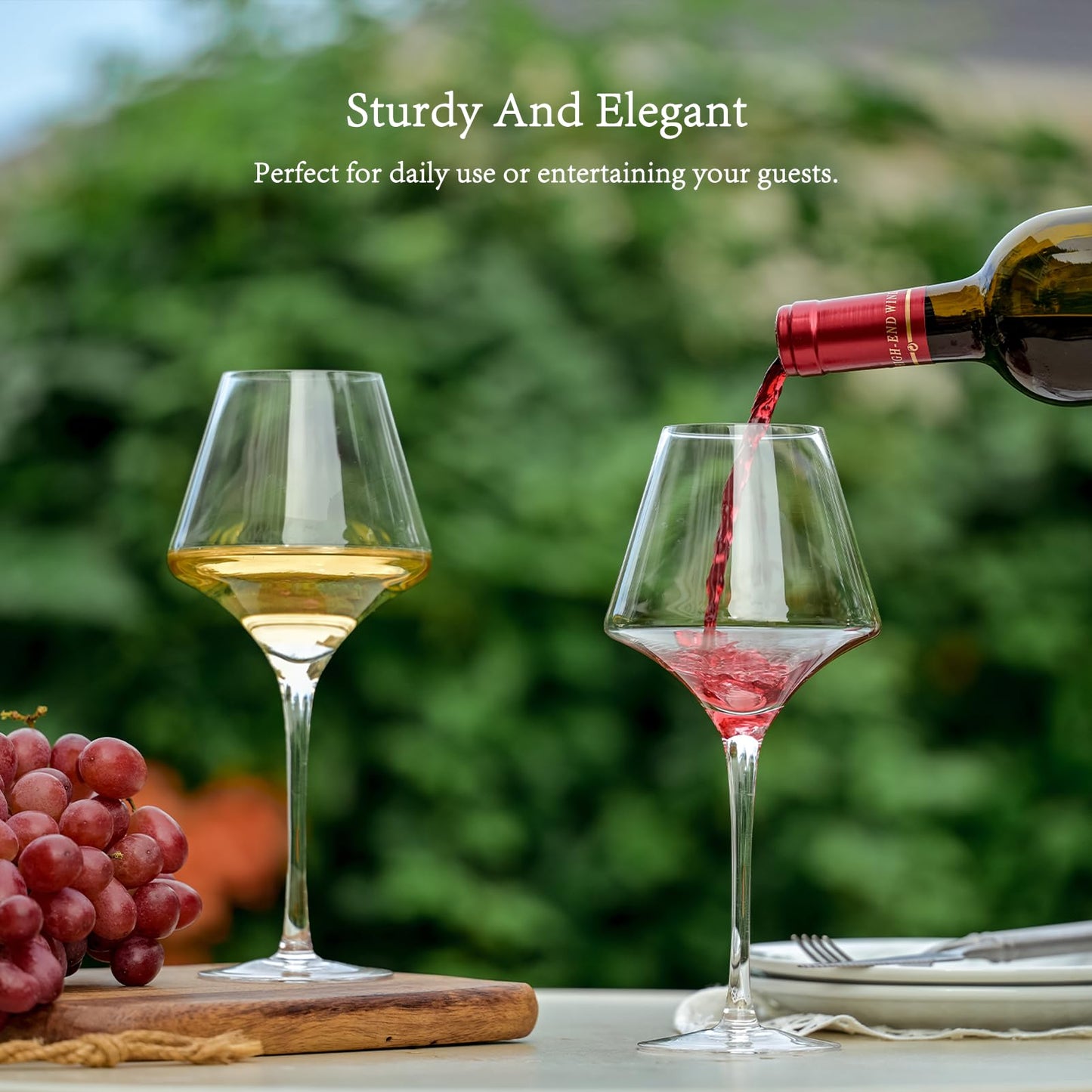 BACLIFE Red Wine Glasses Set of 4 – 17.5oz Premium Crystal Wine Glass With Long Stem – Hand Blown Burgundy Wine Glasses – Unique Gift for Wedding, Anniversary, Christmas