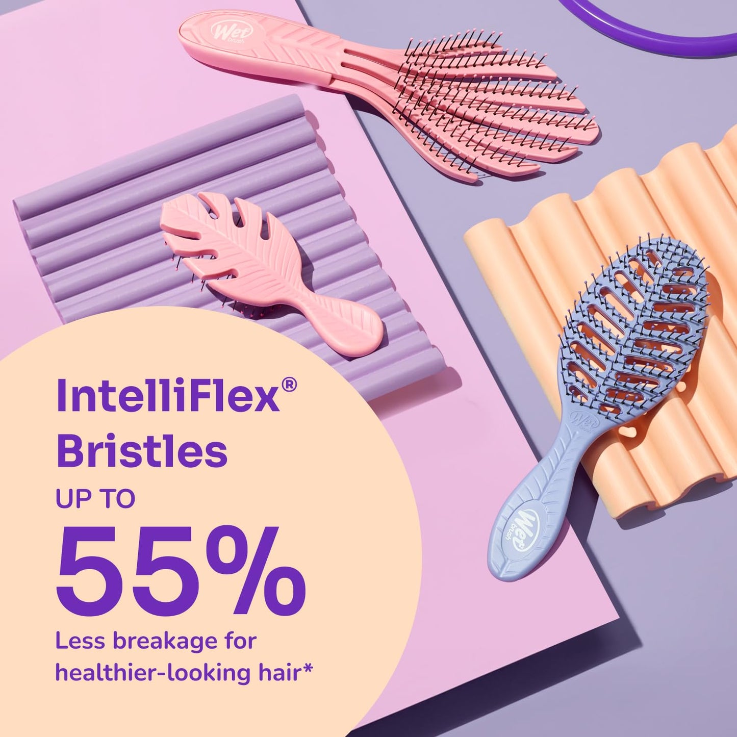 Wet Brush Go Green Palm Detangling Hair Brush Infused with Coconut Oil - Pain-Free Ultra-Soft Detangler Bristles Glide Through Tangles with Ease - Protects Against Split Ends For Wet & Dry Hair