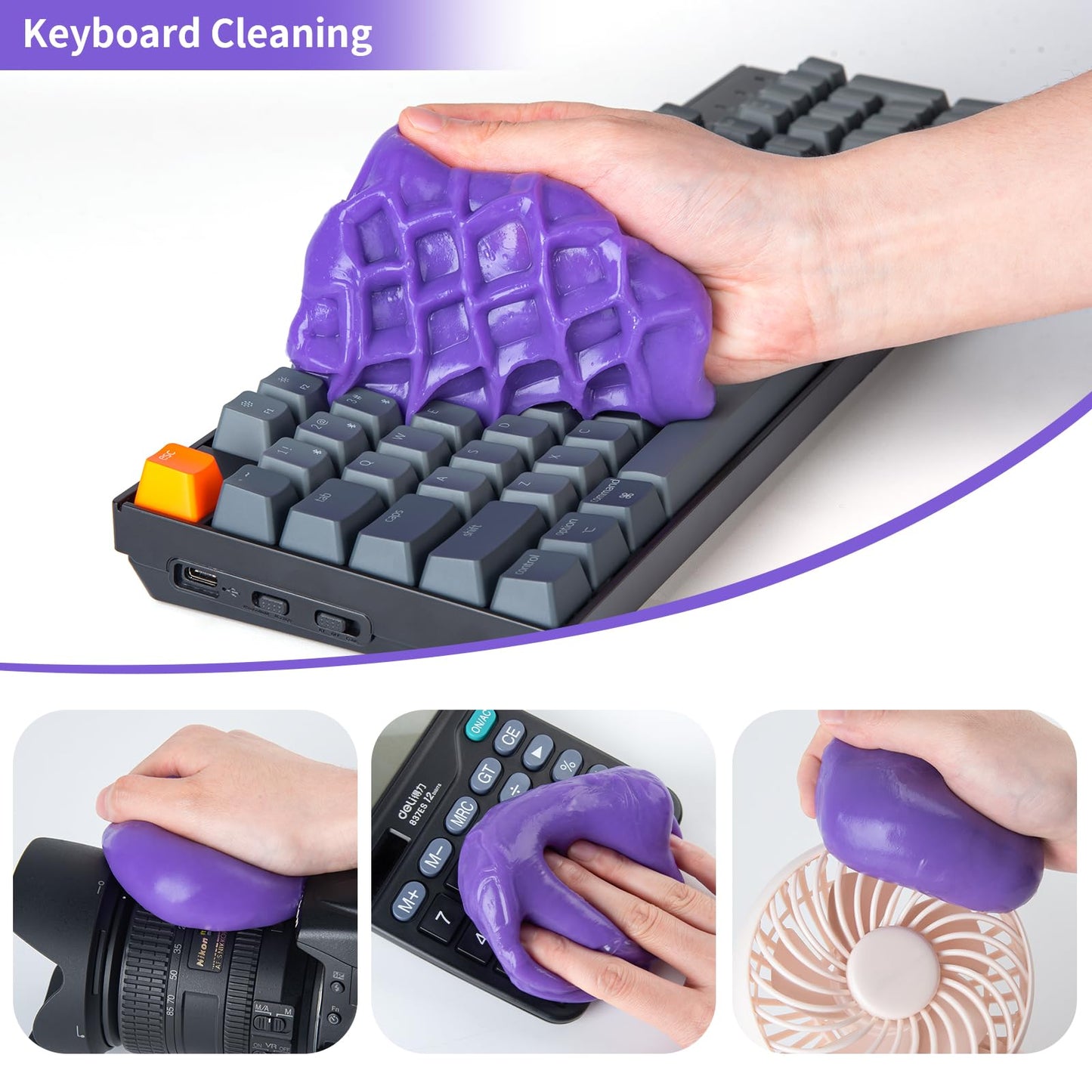 ALIOBC Car Cleaning Gel, Keyboard Cleaner Cleaning Putty for Car Interior Car Slime Cleaner Dust Cleaning Gel Car Putty for Cleaning Car Gel Cleaner Purple NT.WT.: 5.6 oz (160 g)