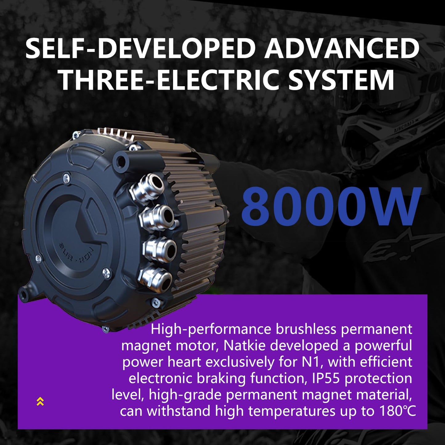 natkie Electric Motorcycle Bike for Adults, Electric Dirt Bike 8000W(Peak) Mid-Mounted Motor 72V/30AH Removable Battery, Max Speed 50MPH/76Miles Off Road Electric Mountain Bike, Dual LED Headlight