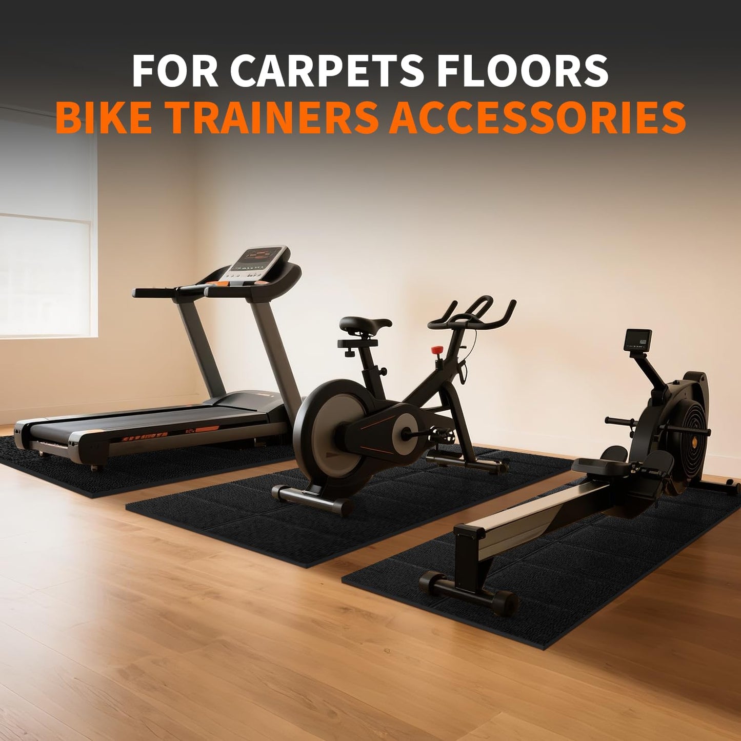Exercise Bike Treadmill Mat 63x30,Compatible with Peloton, 1/4" Thick Indoor Bike Trainer Mat for Hardwood Floors, for Spin Stationary Bike, Equipment Stability Mat for Workout, Noise Shock Absorption