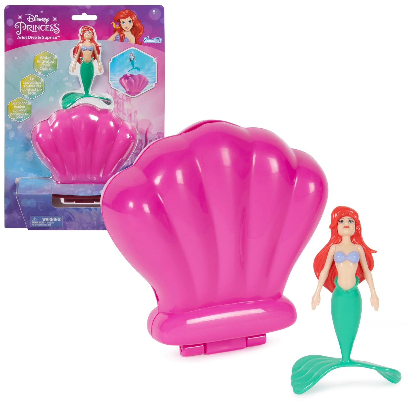 SwimWays Disney Princess Ariel Glitter Dive Wands Diving Toys 3 Pack, Bath Toys and Pool Party Supplies for Kids Ages 5 and Up, Styles May Vary