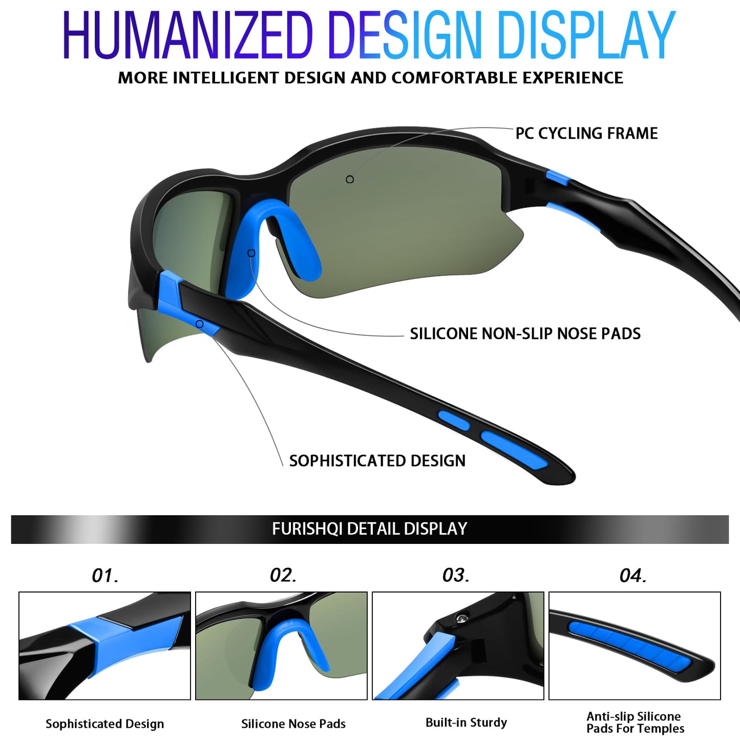 DioKiw 2PACK Sports Polarized Sunglasses for Men Cycling Running Fishing UV400 Protection Sun Glasses Lightweight Half Frame Goggles