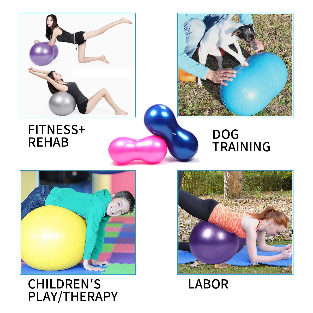 Wekin Physio Roll Therapy Fitness Excercise Peanut Ball for Balance, Labor Birthing, Muscle Tension, Back Pain Relief, Coordinate Development, Dog Training, Home Exercise & Yoga Programme Medium