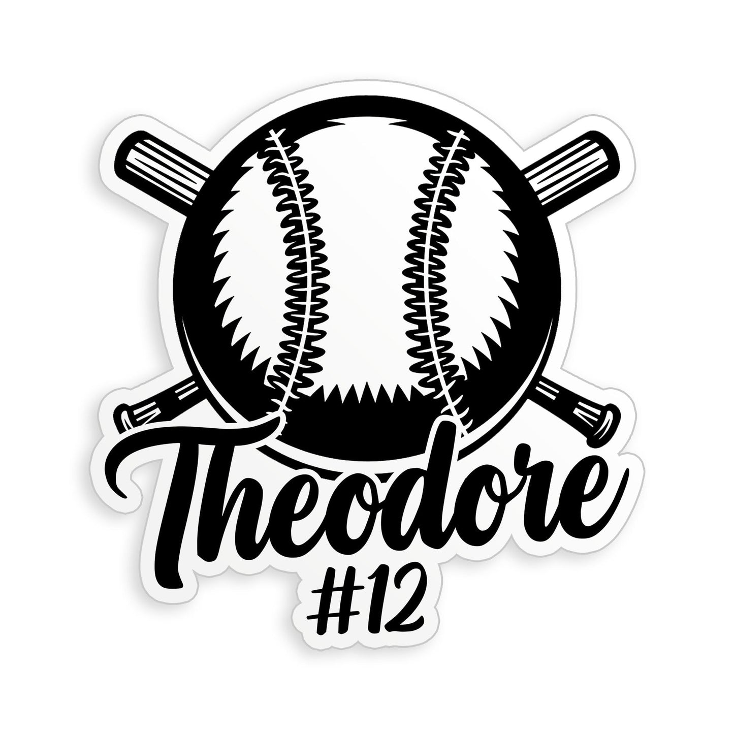 Personalized Baseball Sticker Custom Name Number Baseball Softball Logo Emblem Sticker Waterproof Die-Cut Vinyl Sticker for Water Bottle Laptop Hard Hat Kindle Sticker Decal Decor Gifts for Him Kids