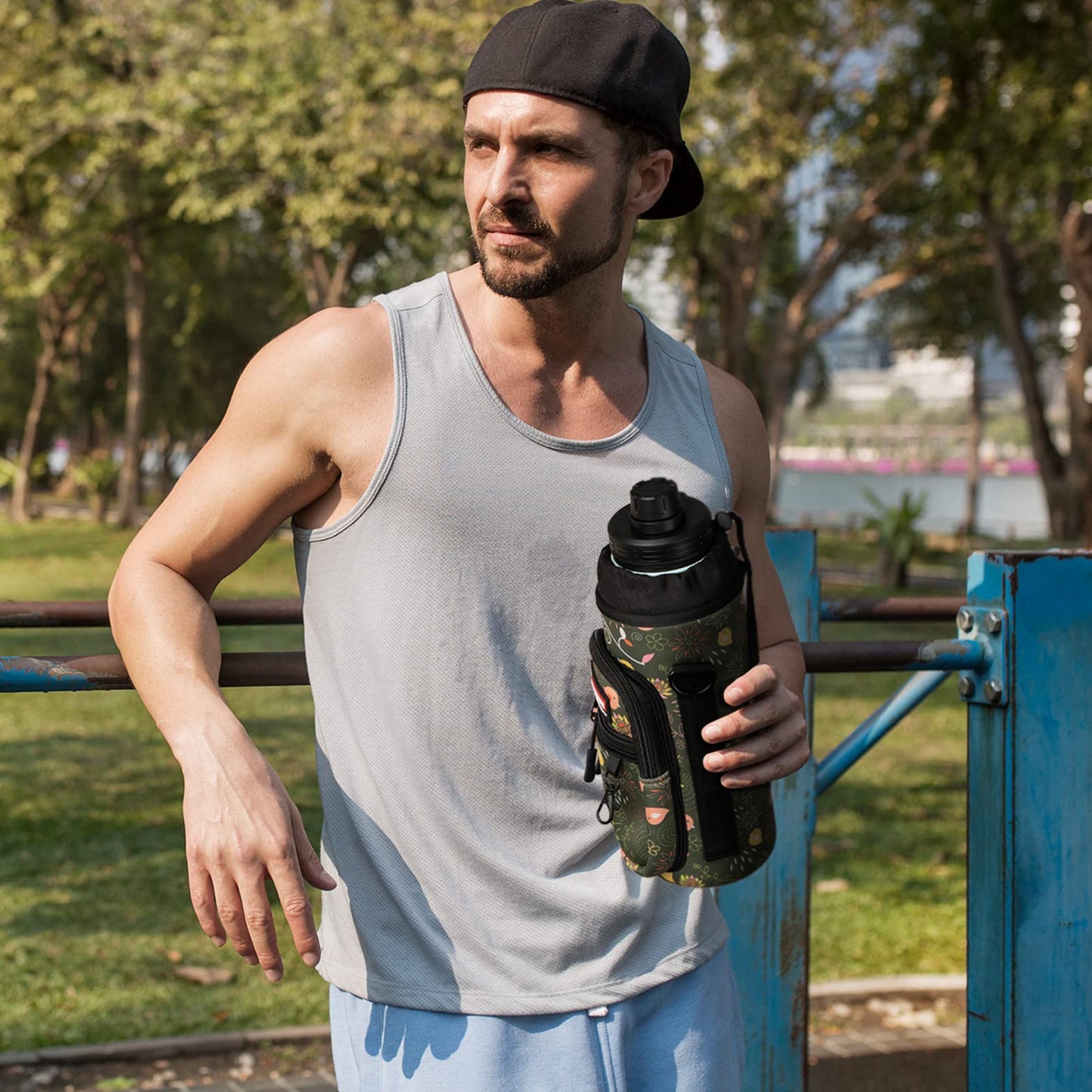 NATURE PIONEOR Water Bottle Carrier Holder Sleeve with Adjustable Strap25 32 40 oz, Insulated Water Bottle Holder Sling Bag