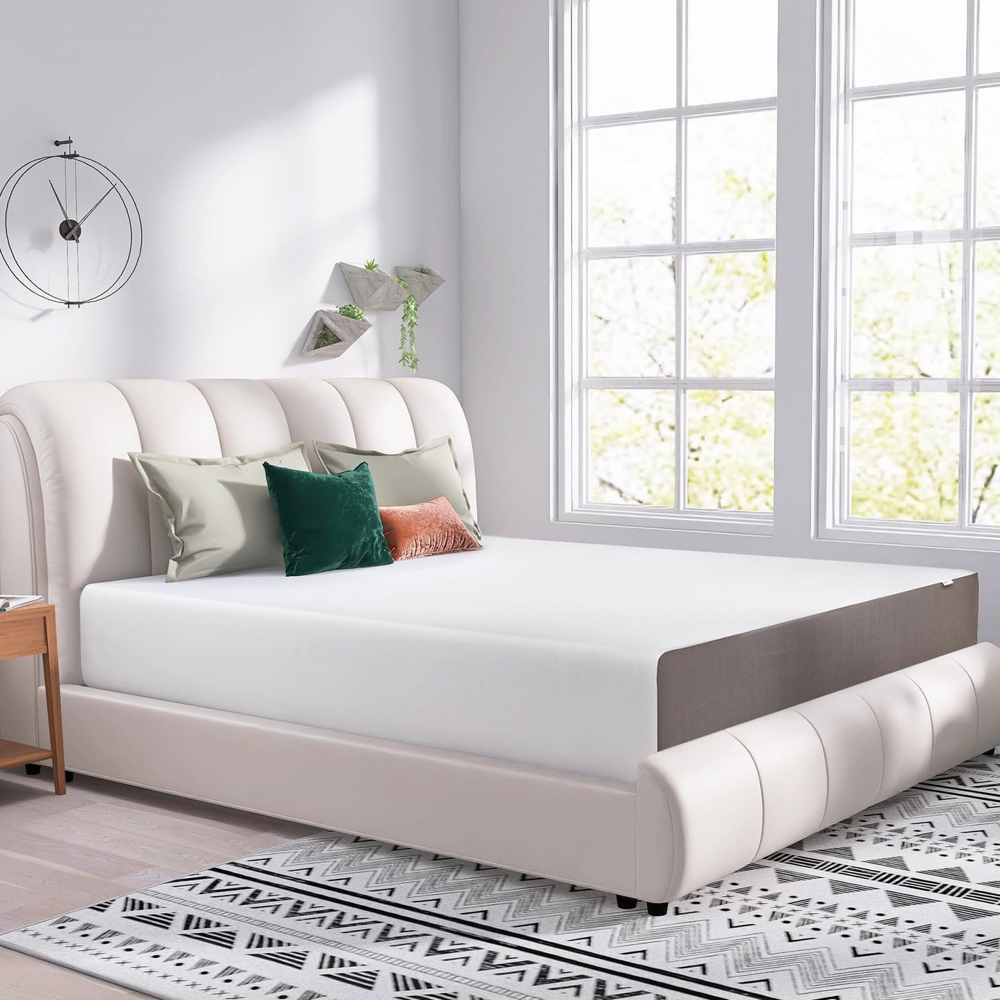 Amazon Basics Memory Foam Mattress, Soft Plush Feel, California King, White/Grey, 84 x 72 x 12 inches (LxWxH)