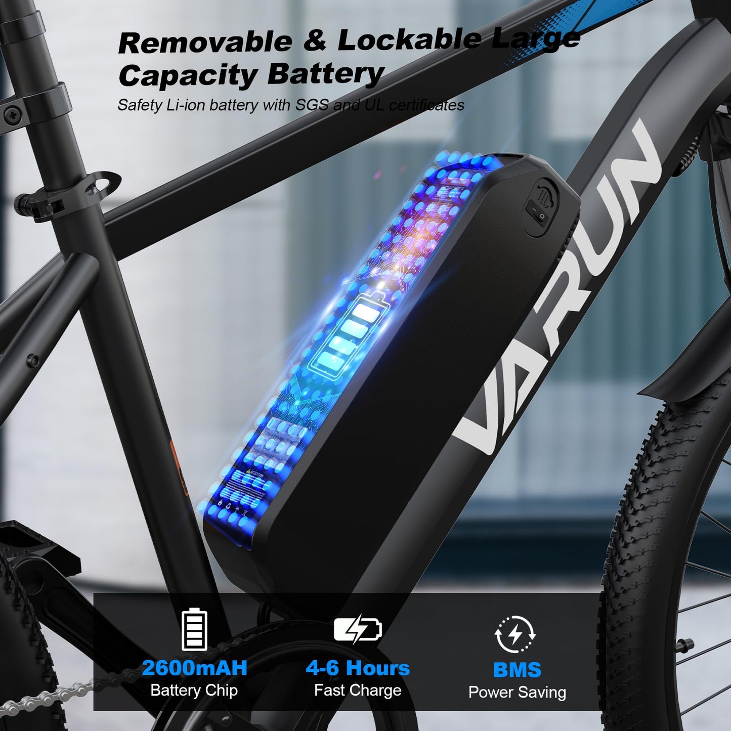 VARUN Electric Bike - Ebikes for Adults 350W (Peak 500W) 20MPH Commuter Ebike with 36V Removable Battery, 24'' Electric Mountain Bike with Front Fork Suspension and Dual Disc Brakes