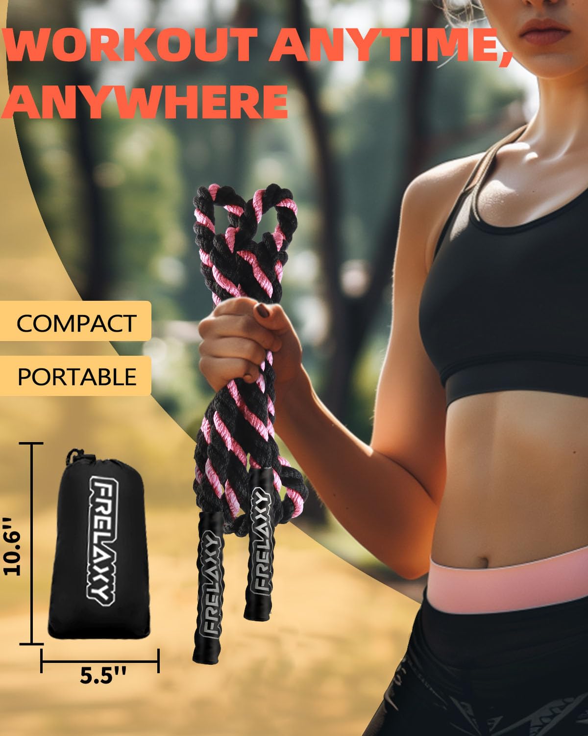 Frelaxy Jump Rope 1LB, Weighted Jump Rope for beginners, Heavy Jump Ropes for Fitness, Total Body Workouts, Weight Loss, Strength Training, Compact Skipping Rope for Home Gym Workout Equipment (Pink)