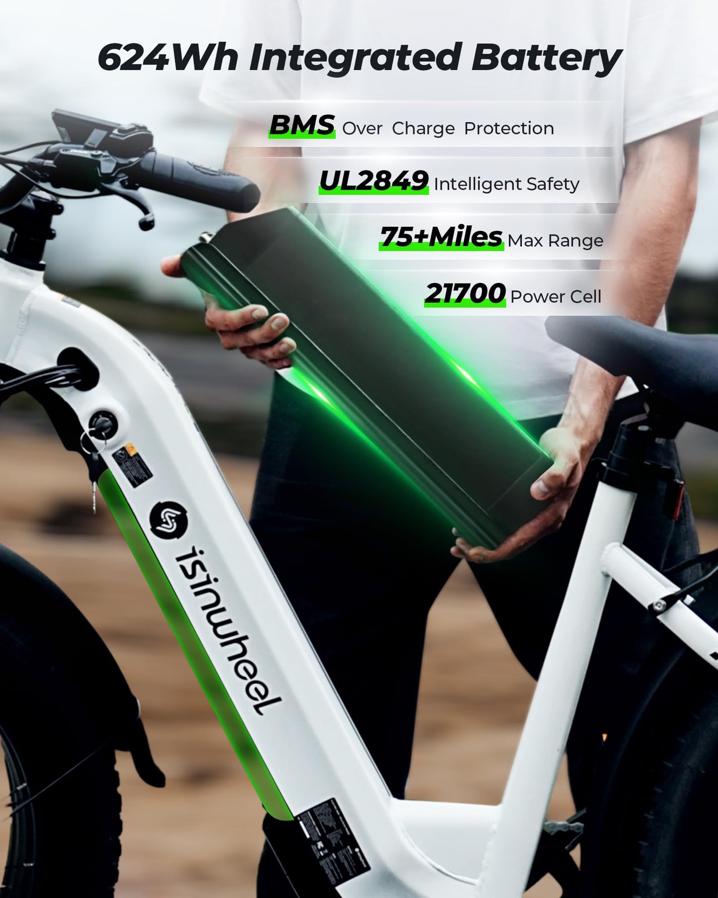 isinwheel U8 Plus Electric Bike for Adults,1500W Peak Motor Hydraulic Brake Ebike,Max 20/28MPH 75-105Miles Electric Bicycle with 13AH/18AH Battery,26" Step-Thru Fat Tire Commuter E Bike for Adults