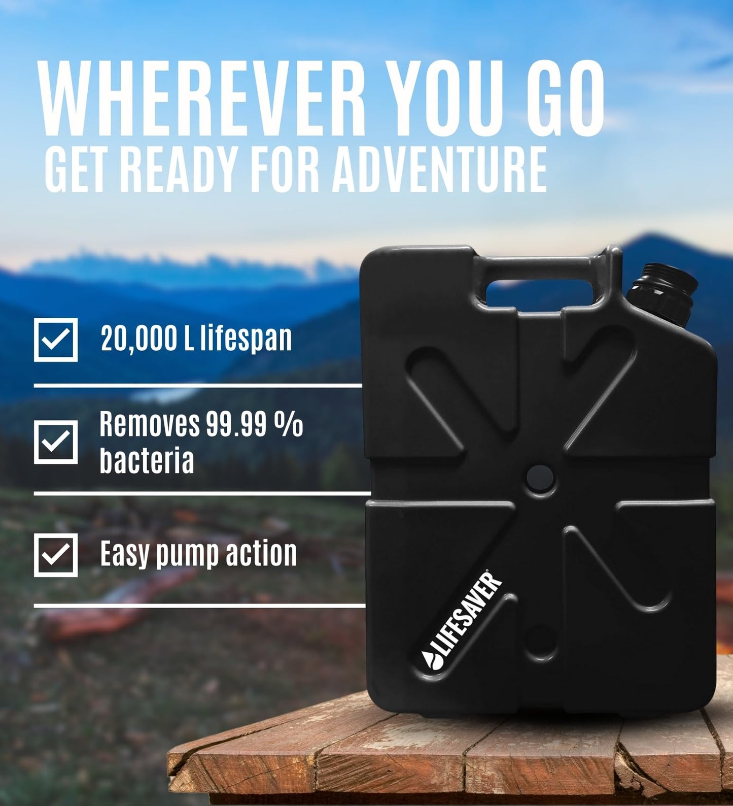 Lifesaver Jerrycan Water Purifier - Military Spec, Heavy Duty Water Purifier for Overlanding, Camping, Hiking, Emergency Preparedness and Survival Kit (Army Green) (Black)