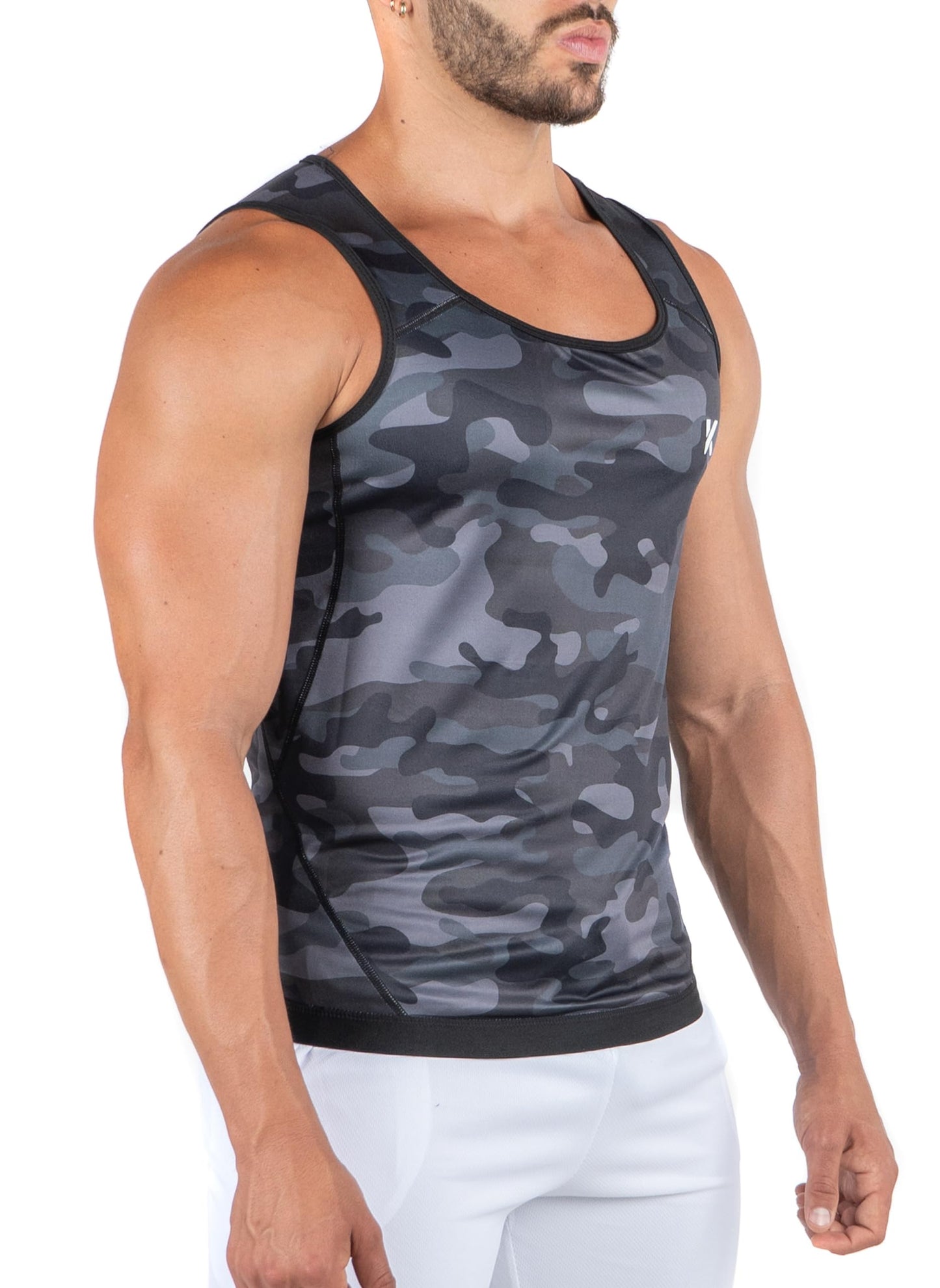 Kewlioo Men's Heat Trapping Pullover Sweat Enhancing Vest - Compression Vest Shirt Shapewear Top - Gym Exercise Versatile Heat Shaper Jacket (Gray Camo, S/M)