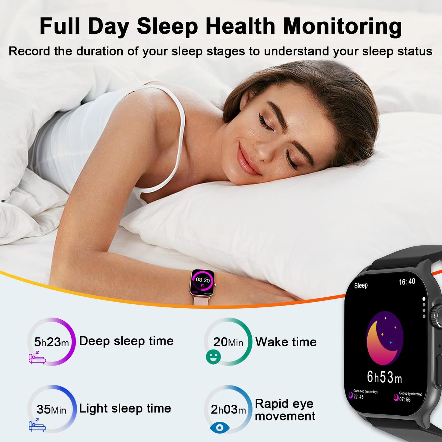 AOC E07 Smartwatch 1.96 Amoled HD Touchscreen, Bluetooth Call, AI Voice Assistant, Heart Rate & Sleep Tracking Monitor, Fitness Watch, IP67 Waterproof 100+ Sports Modes for Men & Women Black