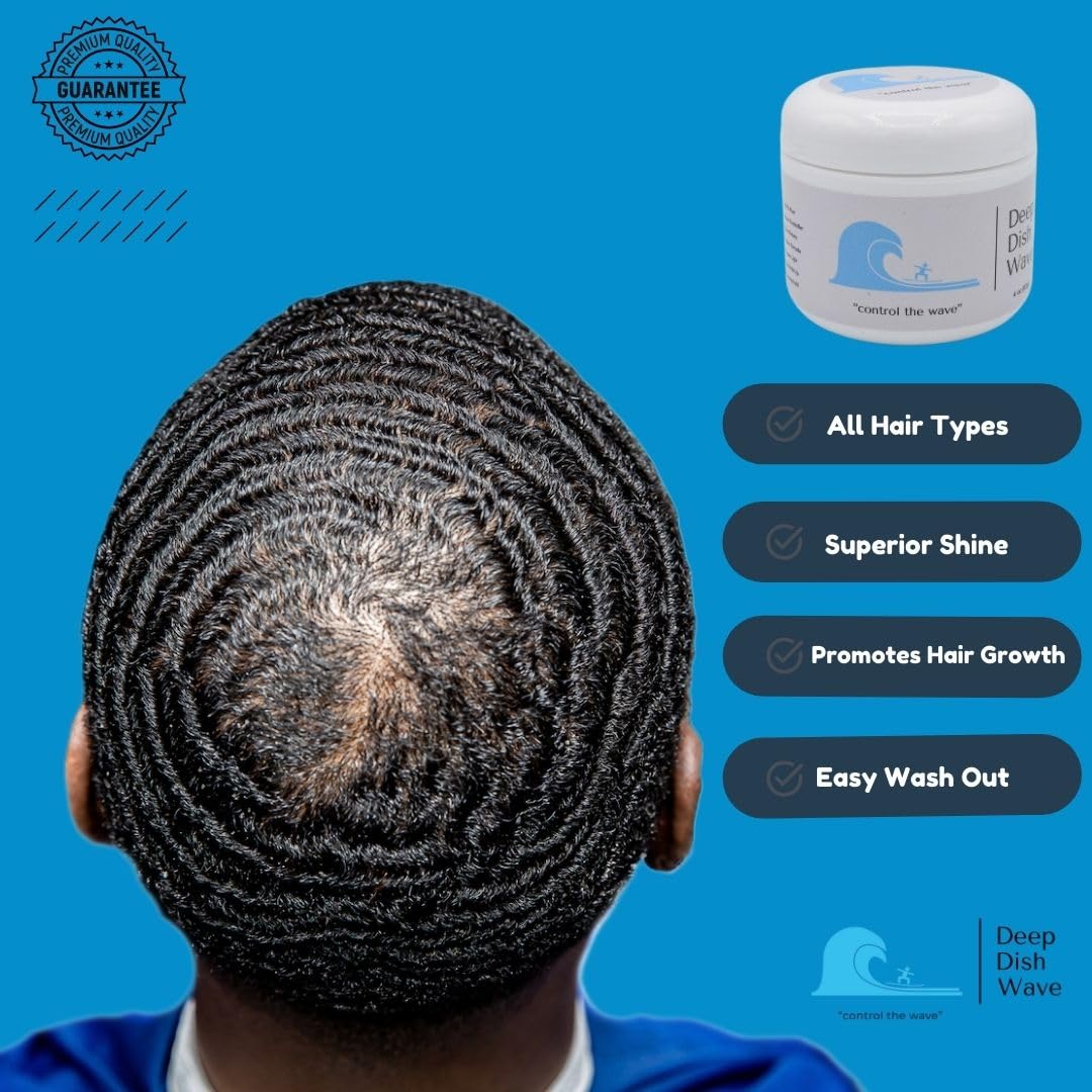 Deep Dish Wave Pomade 100% Pure All Natural 360 Waves Hair Cream - Superior Wave Grease for Men- Wave Butter for Perfect 360 Waves 2oz