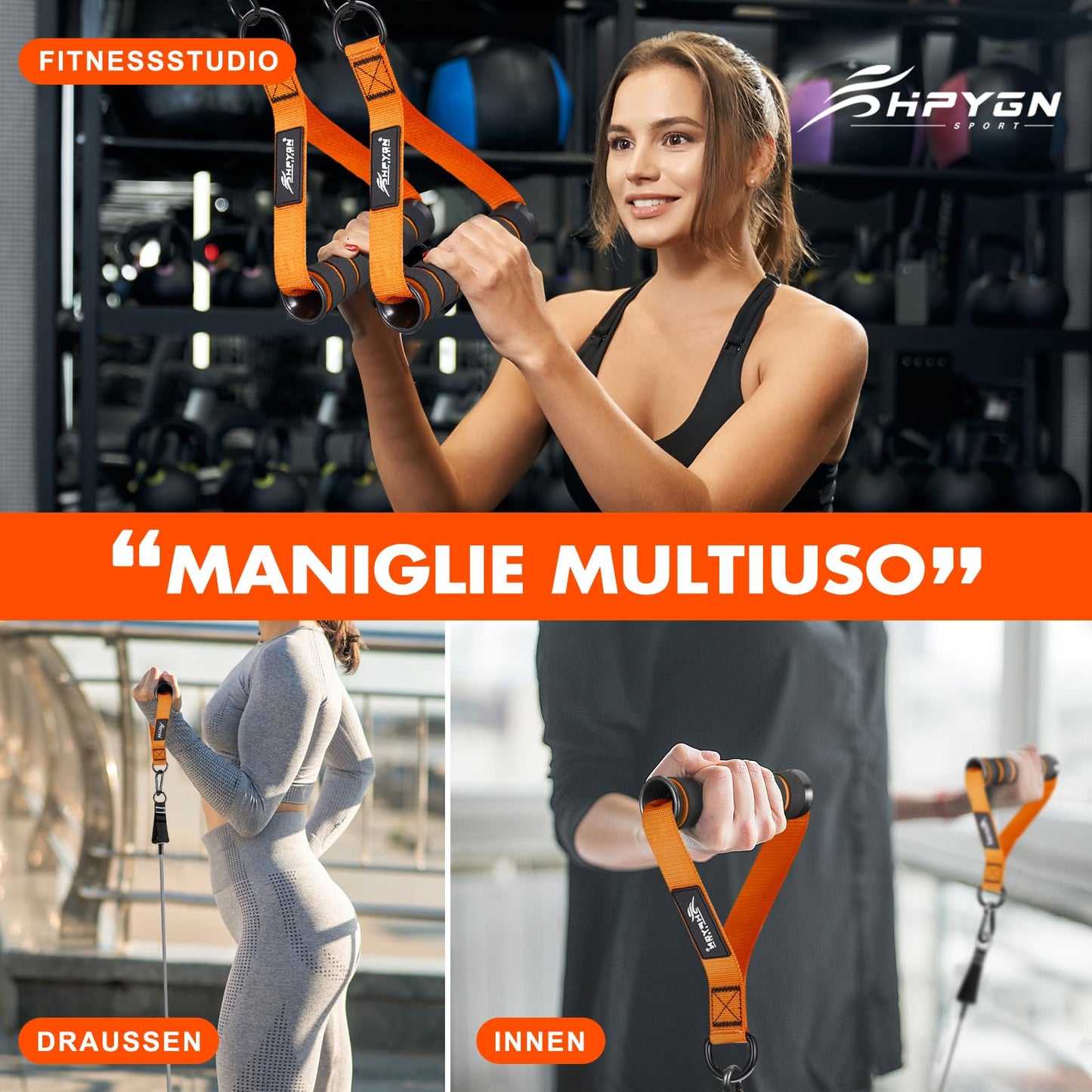 Exercise Handles, Gym Replacement Handle Attachments for Cable Machine Pulleys, Resistance Band and Strength Trainer, Pull Down Workout Accessories, Home Gym Add On Equipment