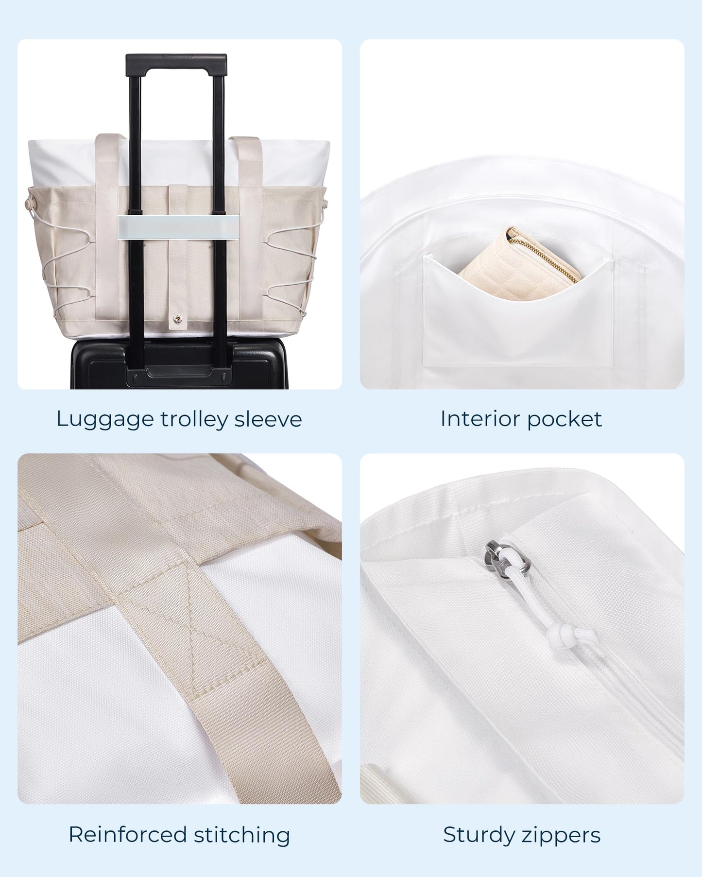 BAGSMART Tote Bag for Women, Foldable Tote Bag With Zipper Large Handbags Shoulder Bag Commuter bag for Travel/Work/Sport, Green