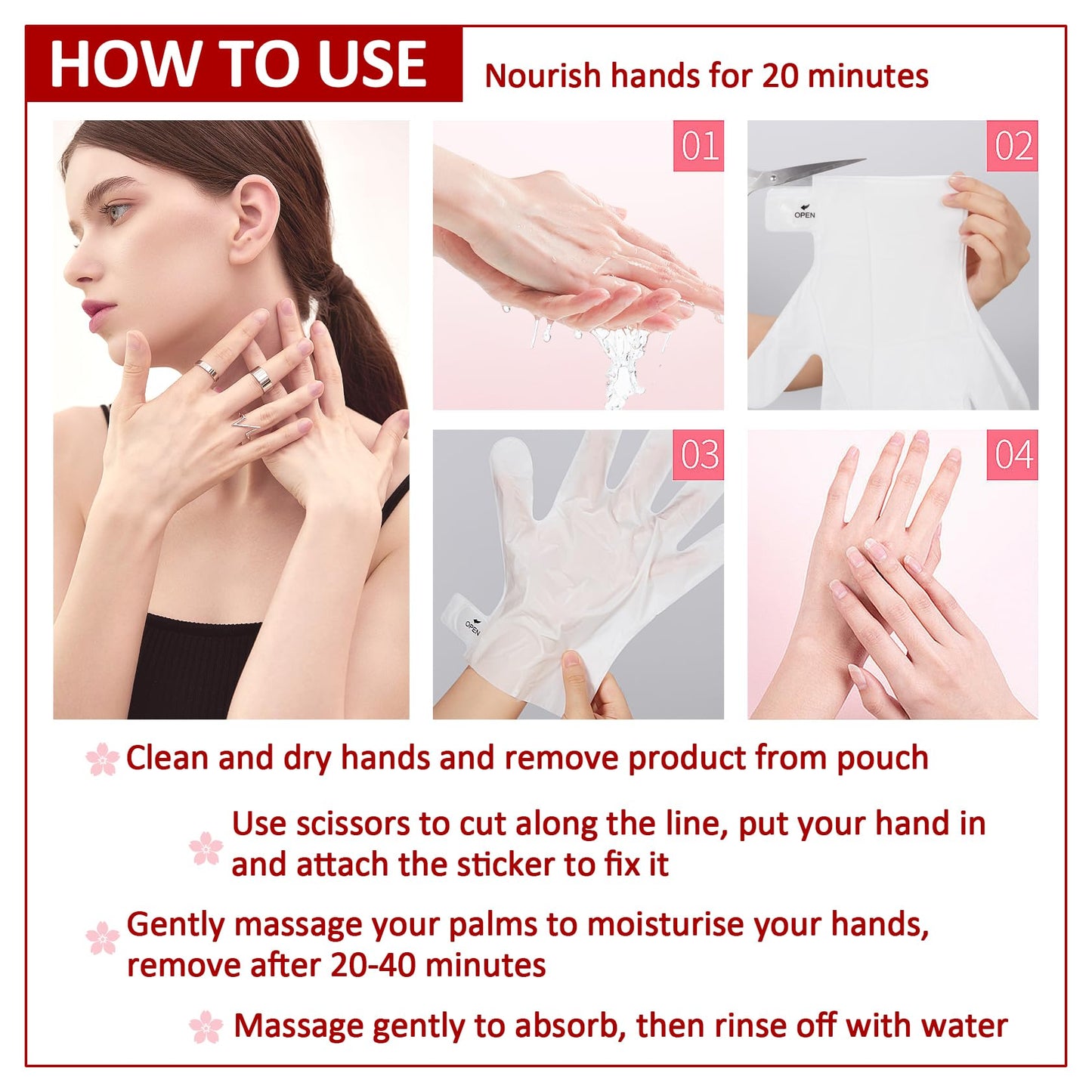 PPPanYiDi Hand Masks Moisturizing Gloves,6 Pairs Hydrating Hand Peel Masks Gift Set for Dry Cracked Hands Care,Long-lasting and Non-greasy Hand Moisturizer Gloves for Women F