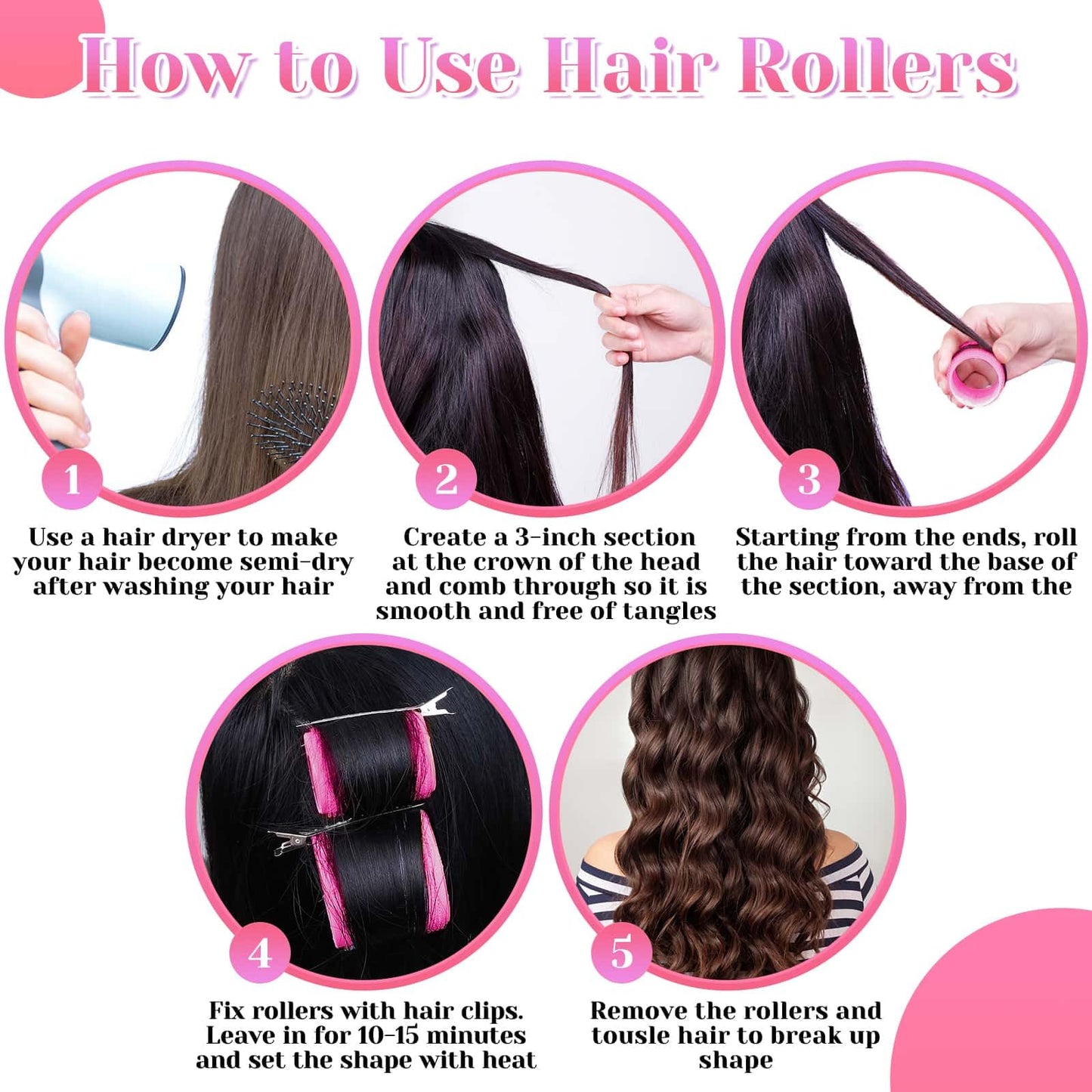 anezus Self Grip Rollers Hair Curlers 30Pcs Set with 18Pcs Hair Roller 3 Sizes (6 Large Rollers, 6 Medium Rollers and 6 Small Rollers) and 12 Clips for Long Medium Short Hair Volume