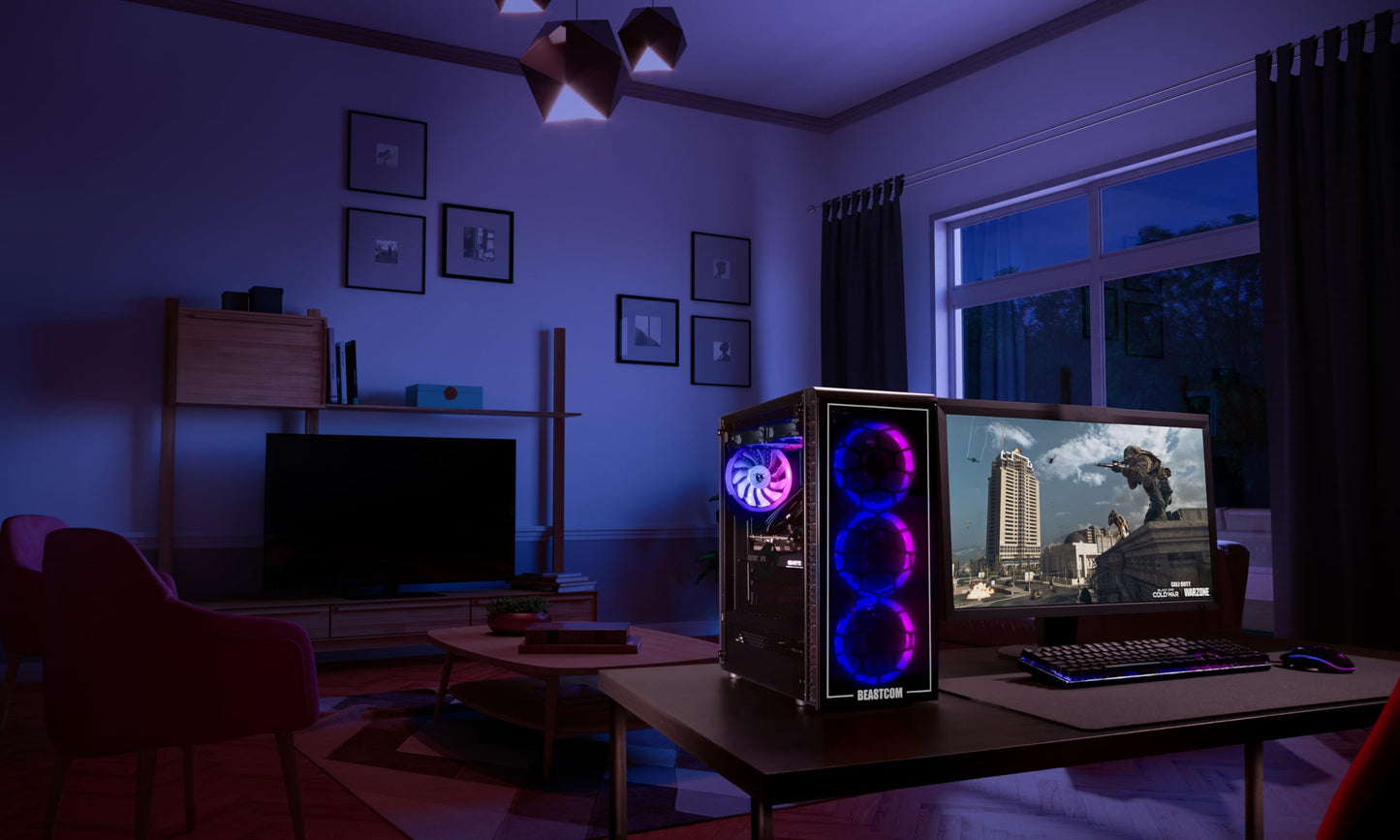 BEASTCOM Q5 Pro Gaming PC | AMD Ryzen 5 4500 6X 3,60GHz 12 Threads | NVIDIA RTX 3050 4GB | 32GB RAM | 1TB NVMe SSD | HDMI | WiFi 5 | Windows 11 Pro