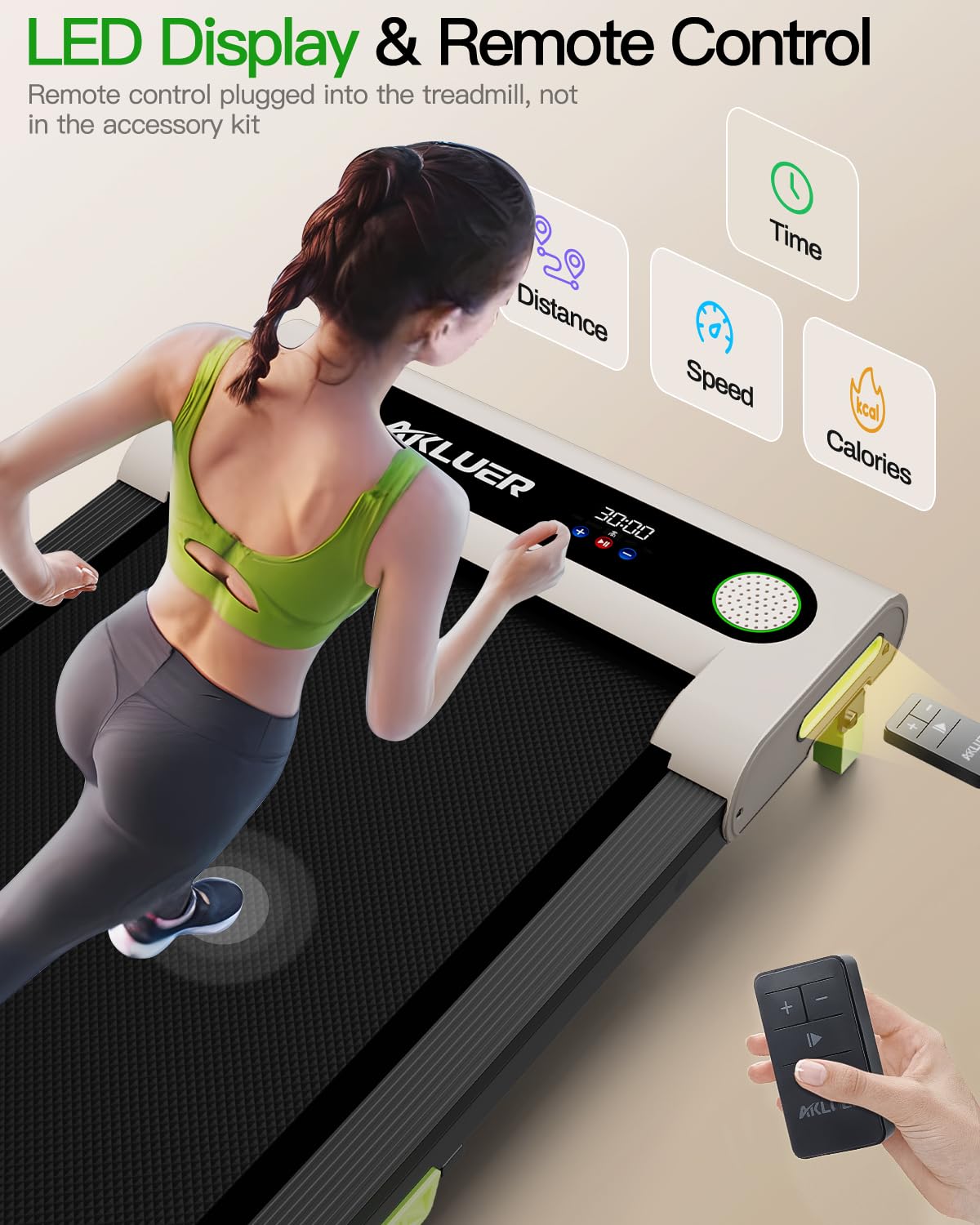 AKLUER Walking Pad with Incline, Under Desk Treadmill for Home, 2.5HP Portable Treadmills with Remote Control, 4 in 1 Incline Treadmill with LED Display