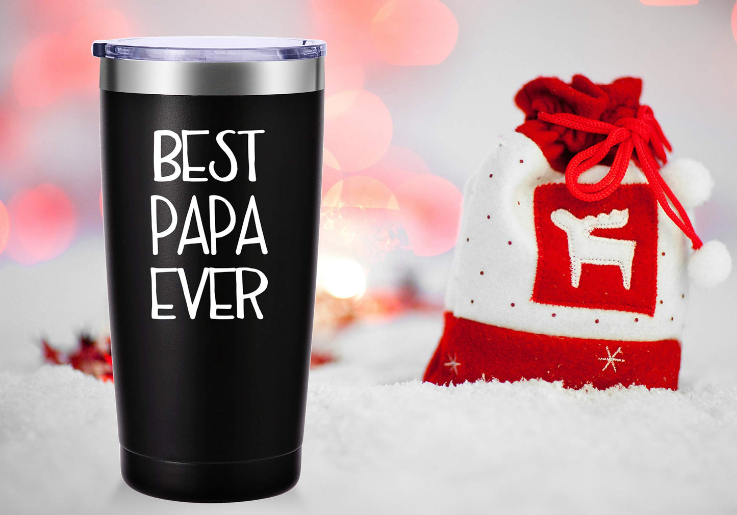 AMZUShome Best Papa Ever Mug.Dad Papa Gifts.Father Gifts,Birthday,Christmas Gifts for Men,Dads,New Daddy,Papa,Father from Wife,Son,Daughter Tumbler(20oz Black)