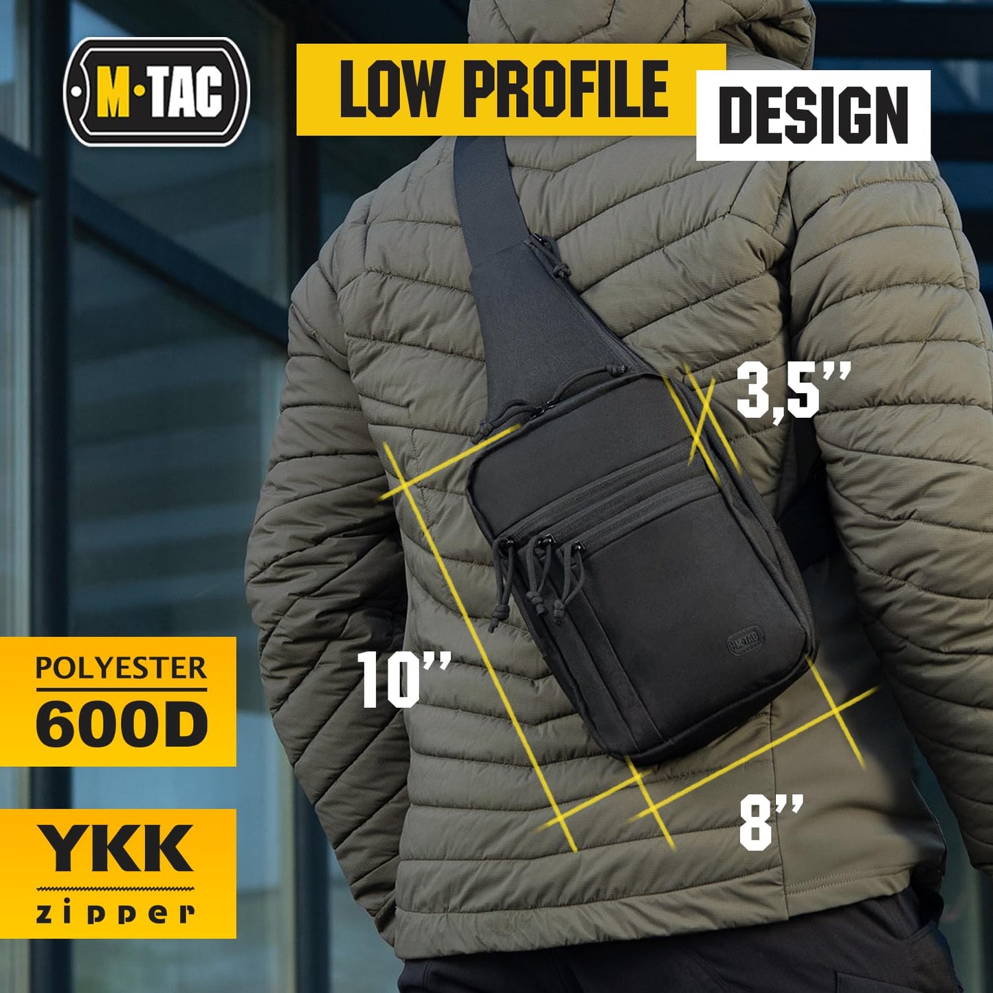 M-Tac Tactical Sling Bag for Men - Crossbody Concealed Carry Bag - Black Gen2 Mens Crossbody Holster Bag