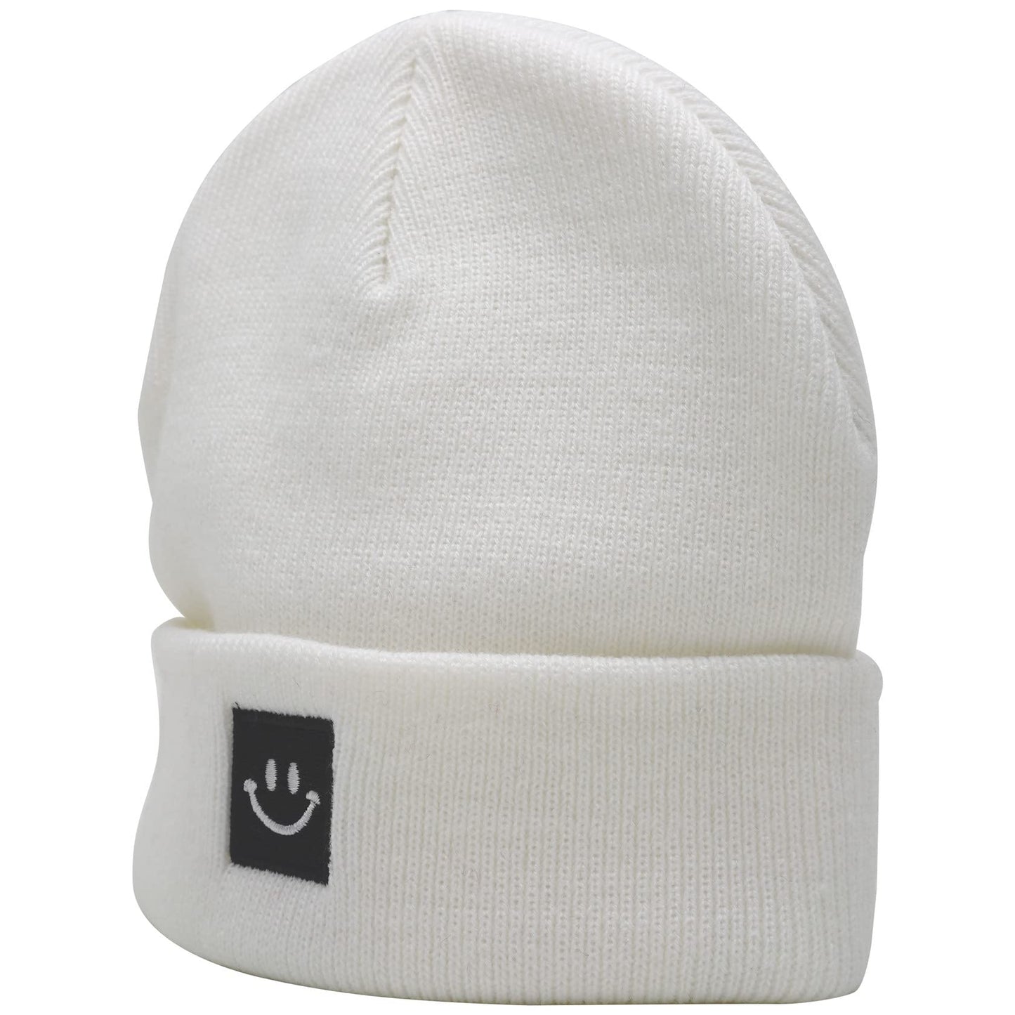 55cube Knit Cuffed Beanie for Men Women 2Pack White/Black