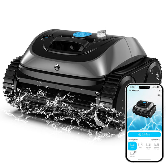 (2025 Upgrade) WYBOT C1 Pool Robot Vacuum for Inground Pools, 4-in-1 Cordless Robotic Pool Cleaner Lasts 150min, Triple-Motor up to 1,614 Sq.ft, Smart APP Support, Auto Wall & Waterline Cleaning