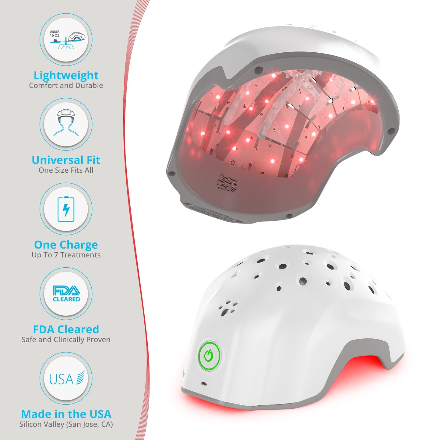 Theradome EVO Laser Hair Growth Helmet LH40 – 100% Laser, No Ineffective LEDs – FDA-Cleared Red Light Therapy for Hair Regrowth 4x Week – Made in the USA