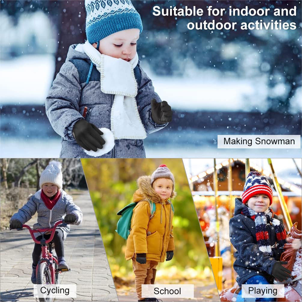 aopow Kid Gloves Kids Touchscreen Gloves - Winter Warm Cold Weather Gloves Touch Screen Running Gloves Thermal Riding Cycling Gloves for Boys Girls 10-12 Years, L
