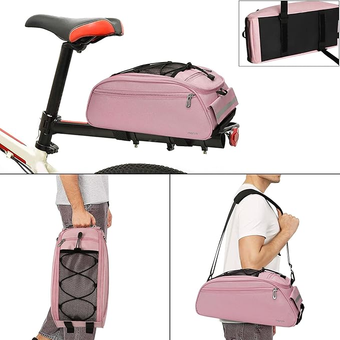 MOSISO Bike Rack Bag, Waterproof Bicycle Trunk Pannier Rear Seat Pouch Cycling Bike Carrier Backseat Storage Luggage Saddle Shoulder Bag