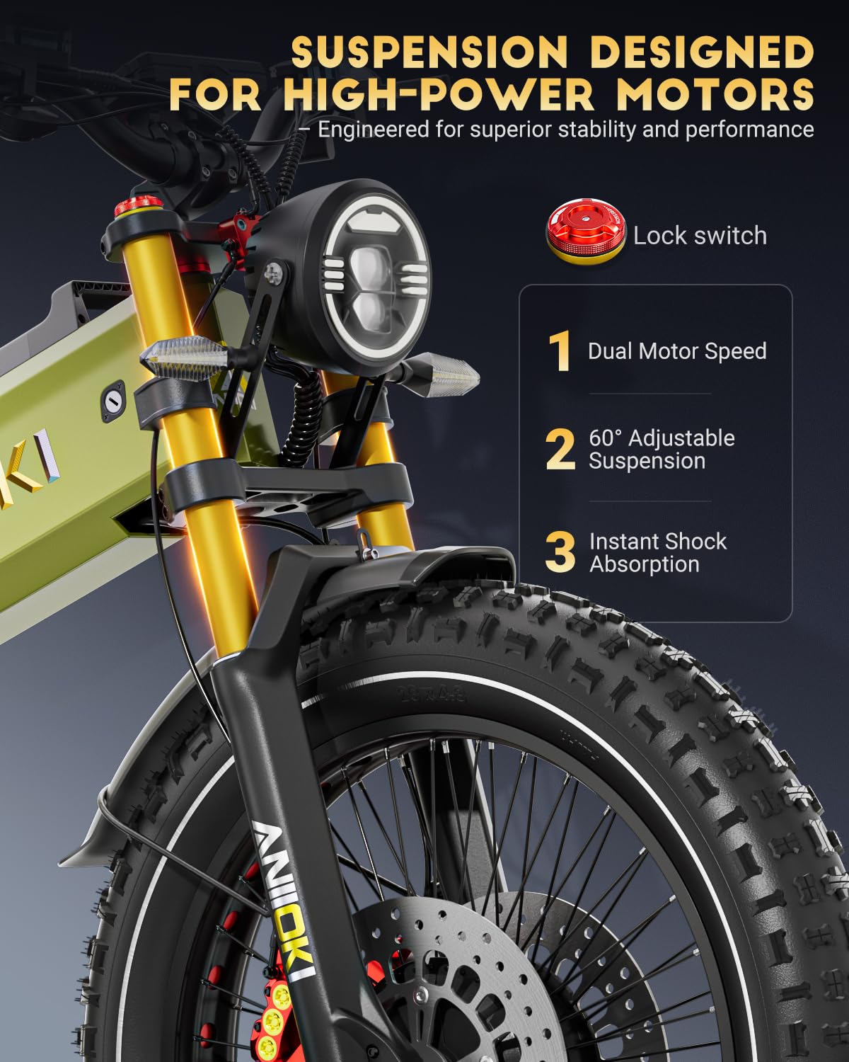 ANIIOKI A9 PRO MAX 6000W Dual Motor Electric Bike for Adults|60V 70/80Ah High-Capacity Battery|45MPH Long Range Electric Bike|Premium Adult Ebikes with Powerful Performance