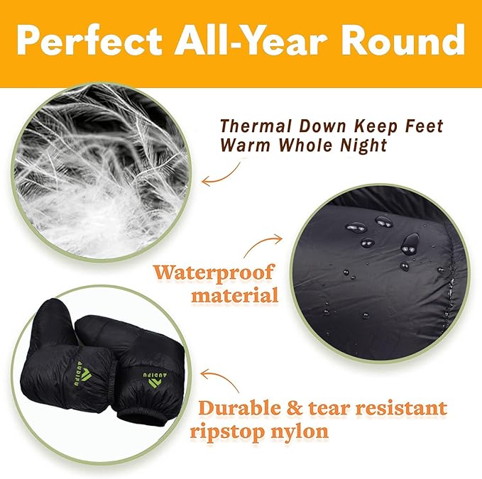 Down Booties Warm Socks Ultralight Sleeping Sock for Camping, Backpacking - Camp Sleeping Bag Tent Down Foot Warmer for Men & Women