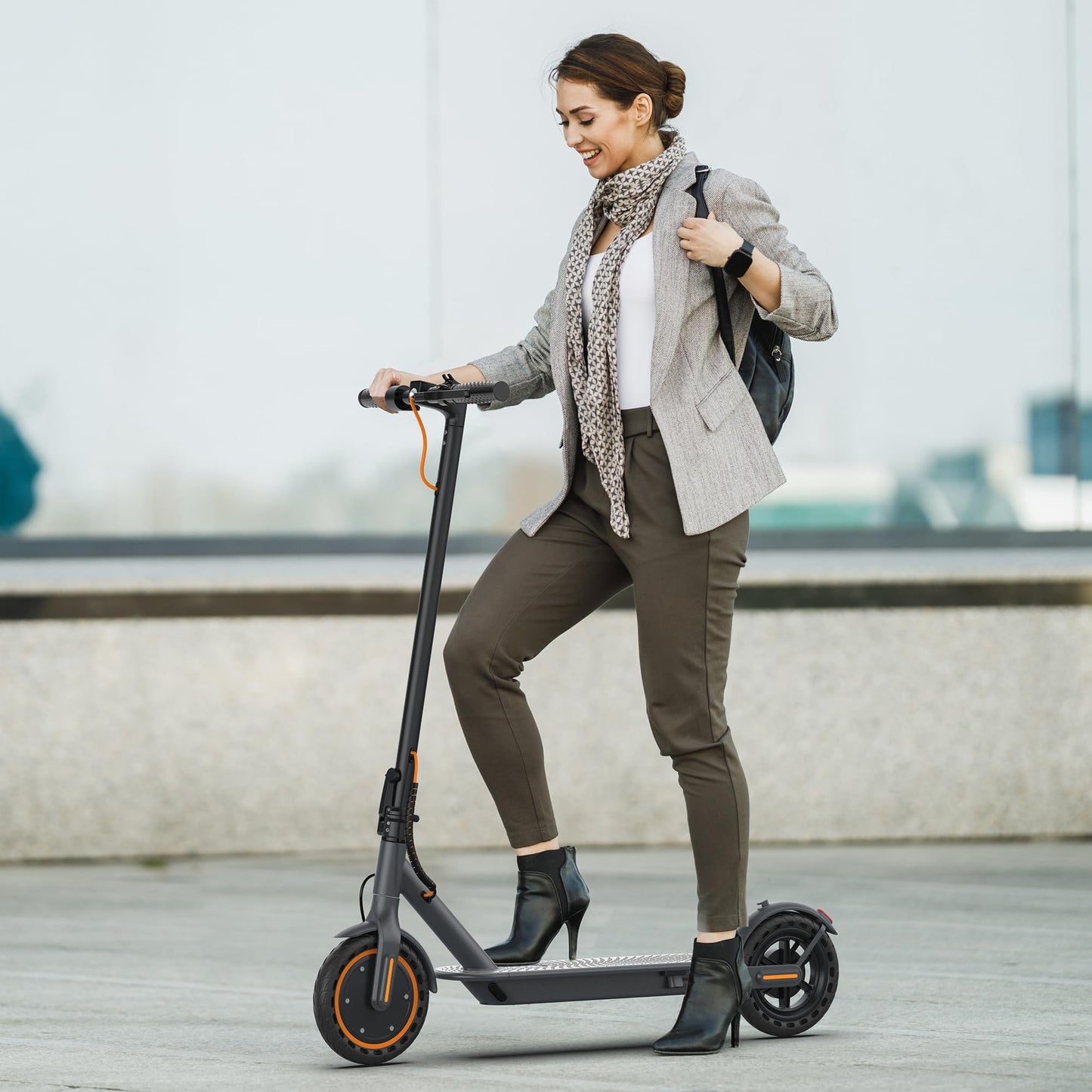 VOLPAM Electric Scooter, 350W/500W, 8.5"/10" Tires, 12/21/28 Miles Range, 16/19/22Mph, Folding E-Scooter with Dual Braking (8.5''-21Miles-350W-Orange)