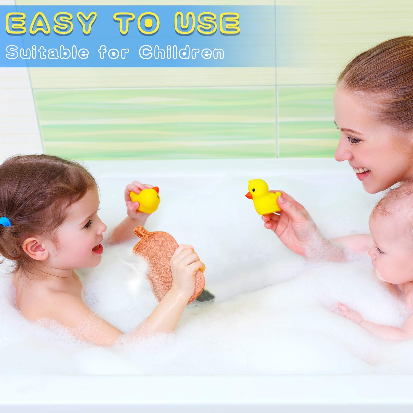 Tatuo 4 Pieces Baby Bath Sponge Cotton Baby Sponge Soft and Absorbent loofah for Kids Babies Men Women(Red, Purple, Green, Orange)