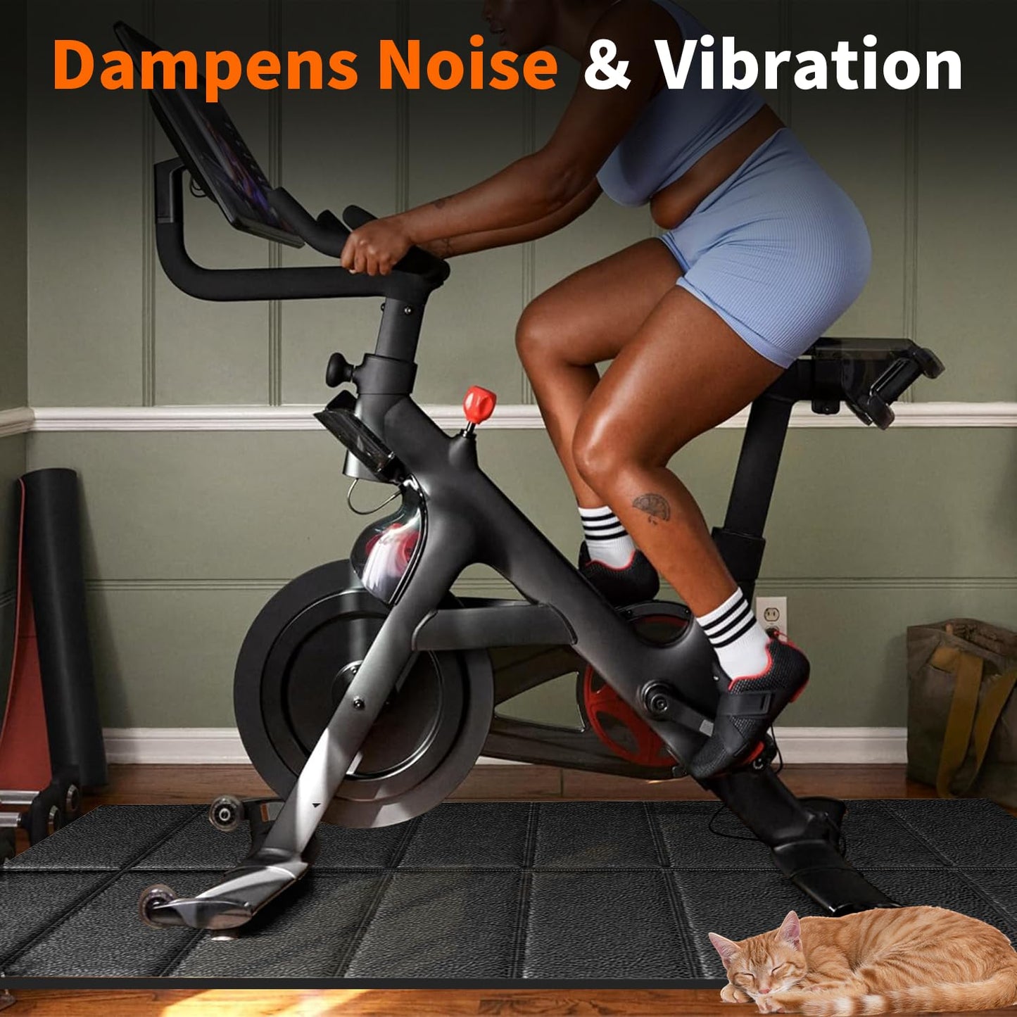 Exercise Bike Treadmill Mat 63x30,Compatible with Peloton, 1/4" Thick Indoor Bike Trainer Mat for Hardwood Floors, for Spin Stationary Bike, Equipment Stability Mat for Workout, Noise Shock Absorption