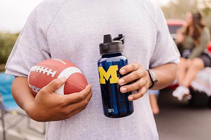 Simple Modern Officially Licensed Collegiate University Tritan Plastic BPA-Free Water Bottle with Push-Button Silicone Straw Lid | Summit Collection | 32oz