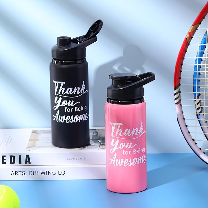 meekoo 12 Pcs Thank You for Being Awesome Aluminum Water Bottles Bulk Lightweight Sports Water Bottles Inspirational Bike Water Bottle with Snap Lids for Travel Gym Camping Hiking
